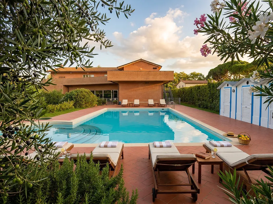 Firefly_GeminiFlash_Professional architectural photography of an inviting outdoor swimming pool at a Tusc 559023 1_result